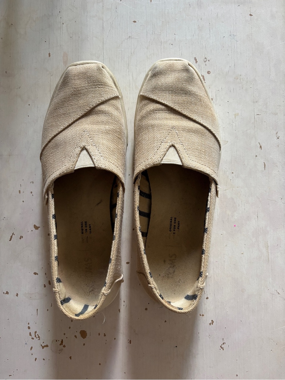TOMS Alpargata Natural Canvas Slip On Loafers Beige Tan Size 7-1/2